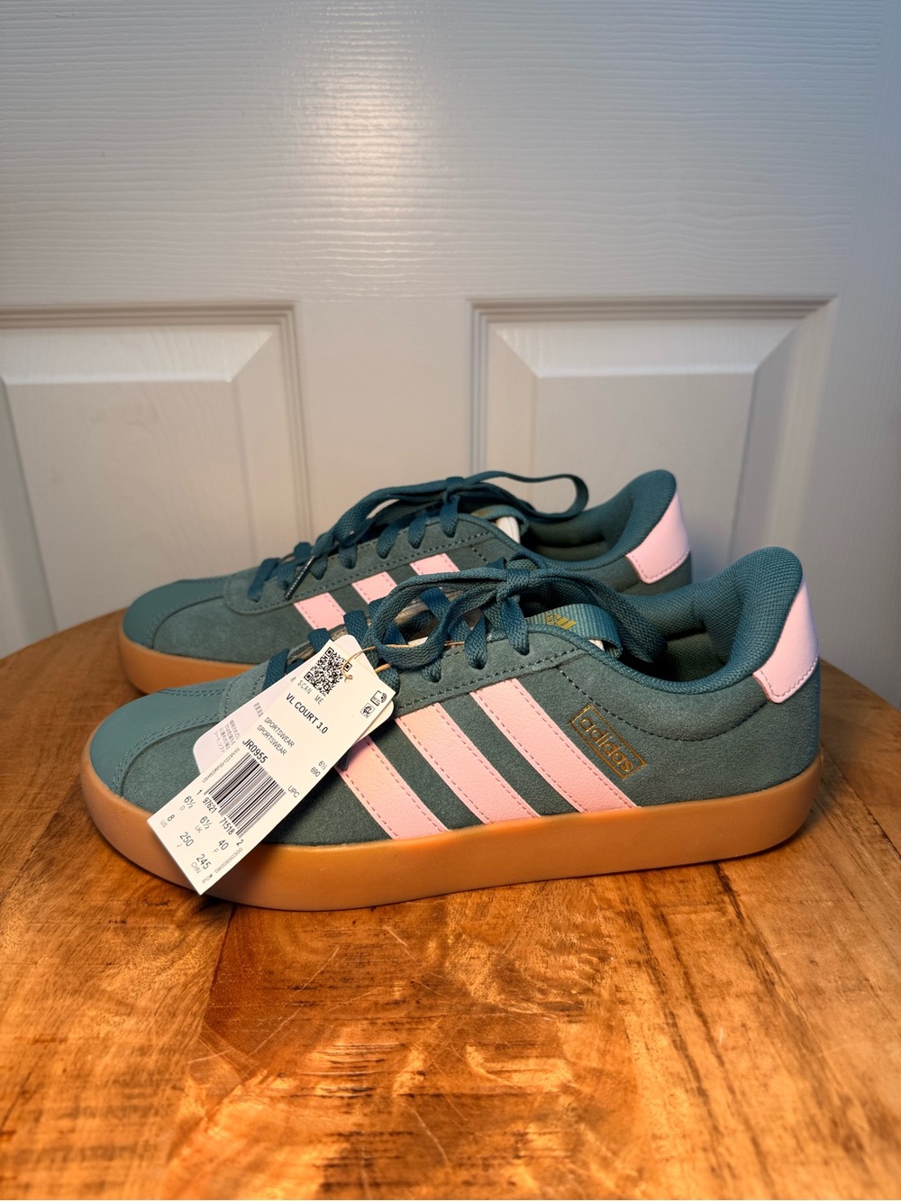 Adidas VL Court 3.0 Women’s Teal and Pink Sneakers NWT - Picture 3 of 6